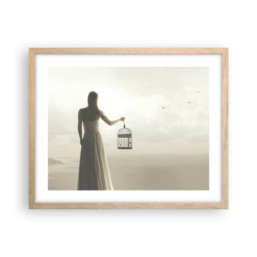 Poster în ramă de stejar deschis - Fii liberă - 50x40 cm