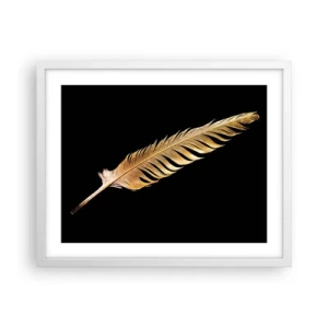 Poster în ramă albă - Pană aurie perfectă - 50x40 cm