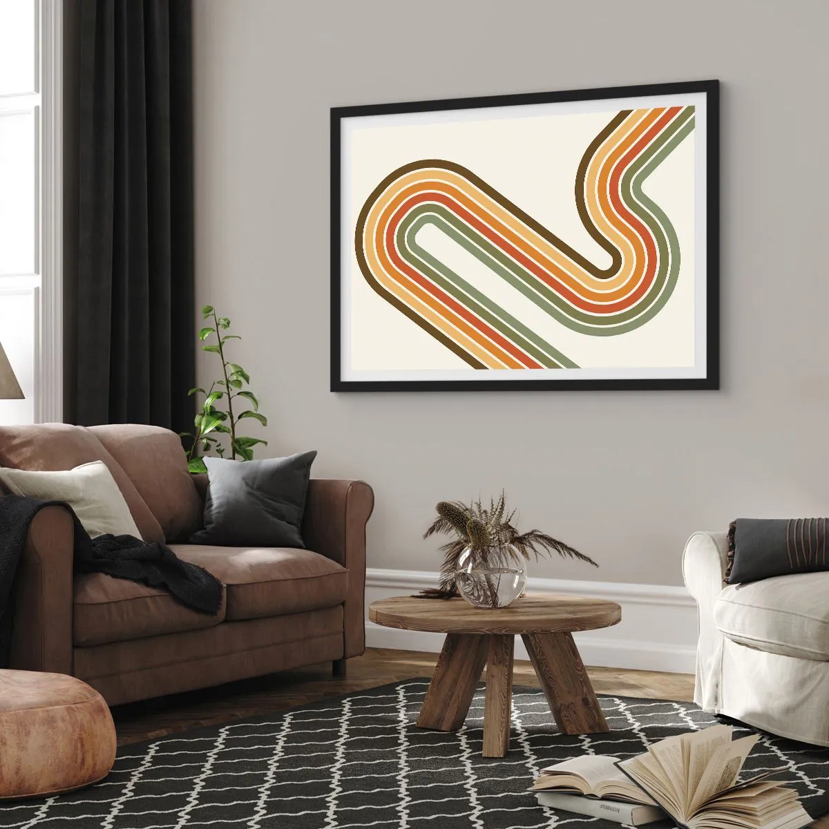 Poster în ramă neagră - Cu zigzag până la destinație - 100x70 cm