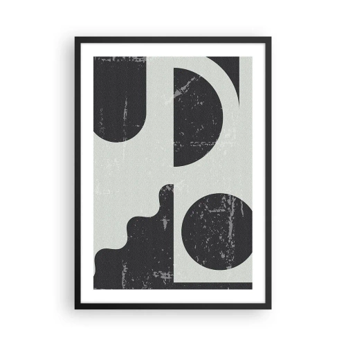 Poster în ramă neagră - Compoziție geometrică abstractă în negru și gri - 50x70cm - Compoziție deasupra și dedesubt - Decorațiune modernă pentru perete pentru living și dormitor ARTTOR