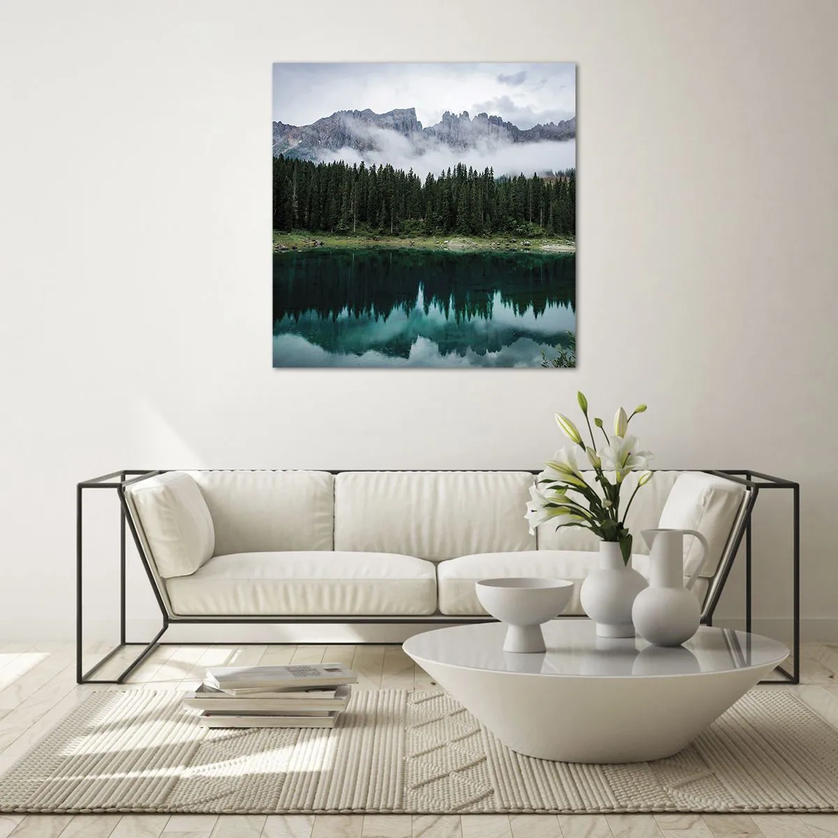 Tablou pe sticlă - Liniște, liniște, să nu trezim apa care doarme... - 60x60 cm