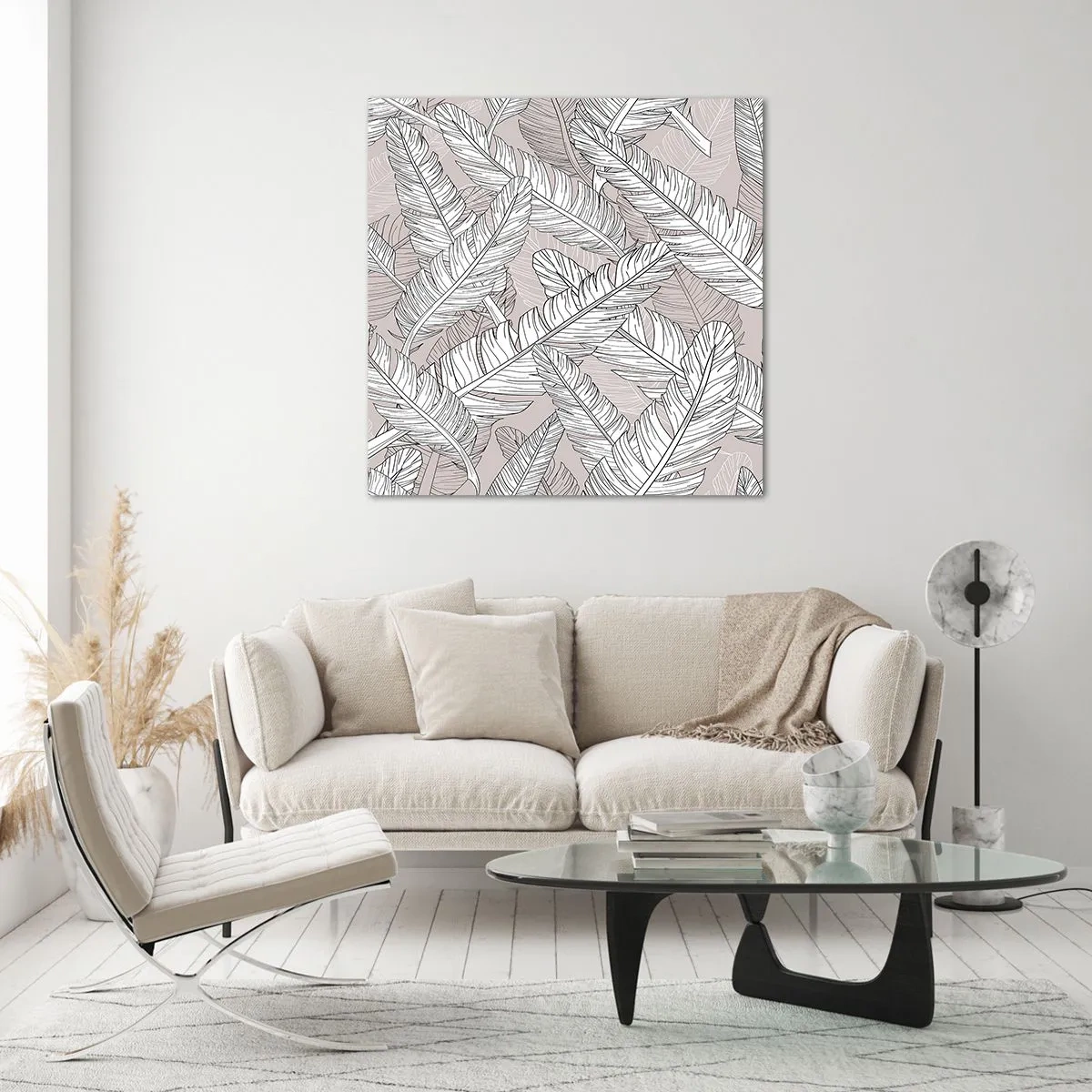 Tablou pe sticlă - Vijelie cu pene - 70x70 cm