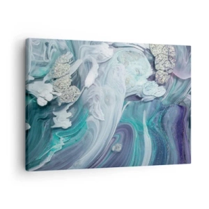 Tablou pe pânză Canvas - Vârtejuri abstracte în nuanțe de albastru și alb - 70x50cm - Râuri de albastru - Decorațiune modernă pentru perete pentru living și dormitor ARTTOR