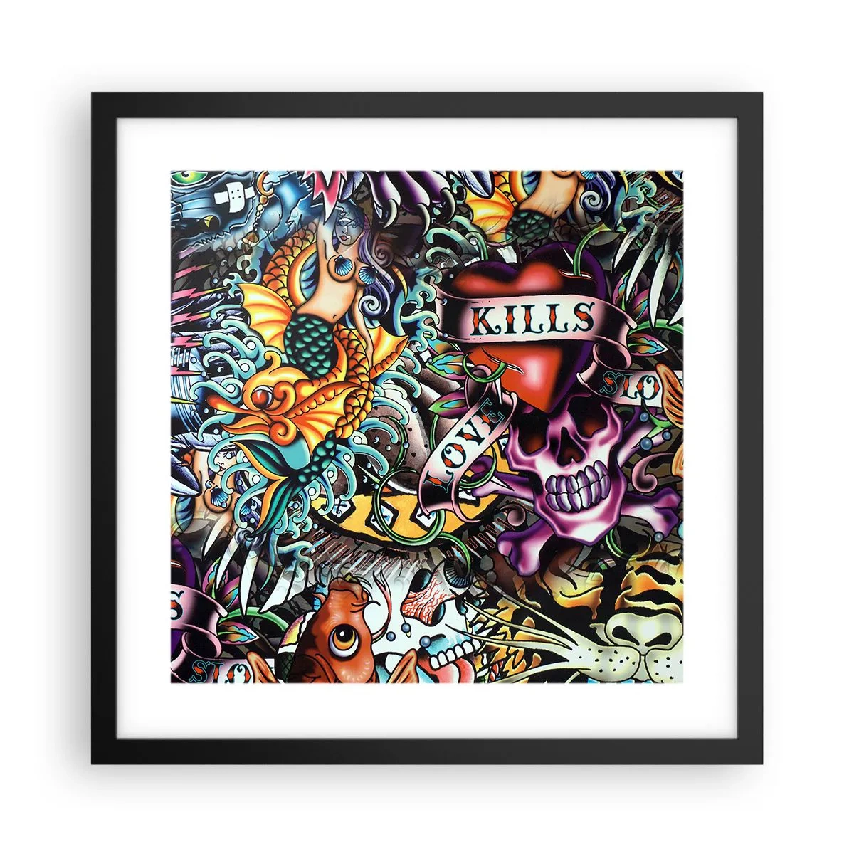 Poster în ramă neagră - Visul unui artist tatuator - 40x40 cm