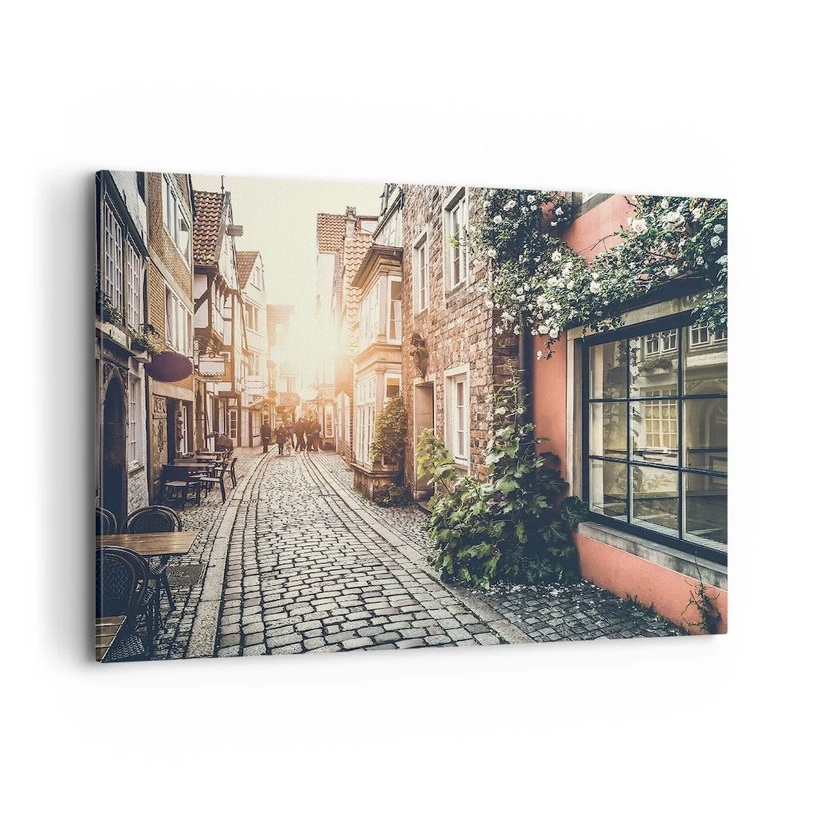 Tablou pe pânză - Străduță în splendoare roz - 100x70 cm