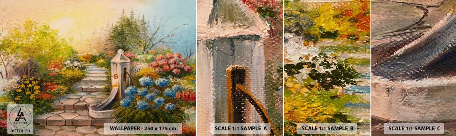 Mostră de Tapet Standard Eco - În plină înflorire - Grădină, Flori, Natură - 100x30 cm