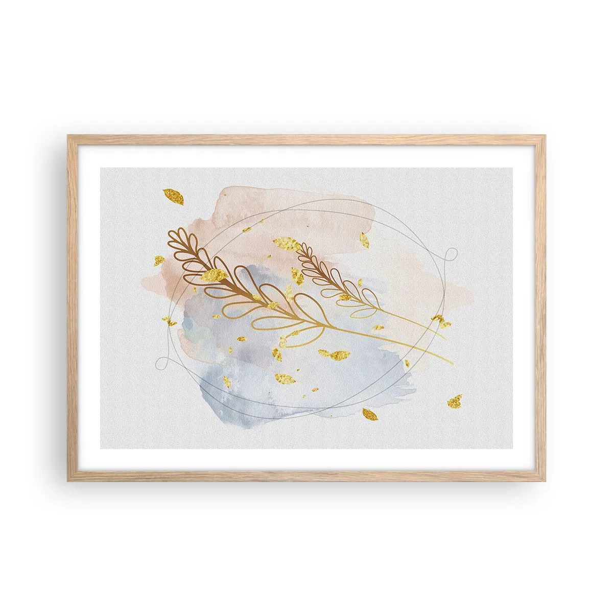 Poster în ramă de stejar deschis - Suflul de aur - 70x50 cm