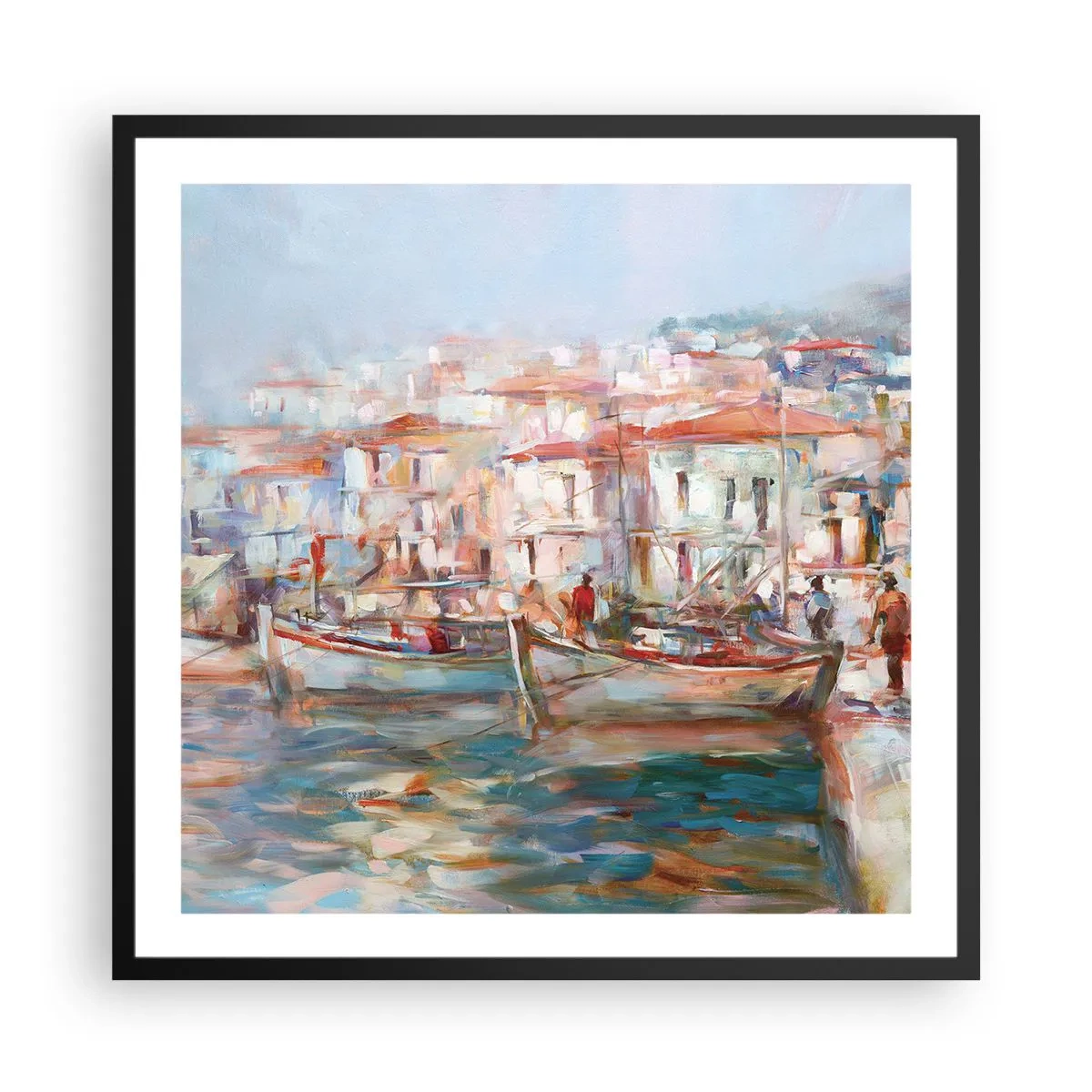 Poster în ramă neagră - Vacanță pastelată - 60x60 cm