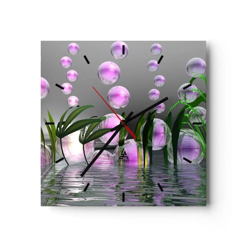 Ceas de perete - Ceas pe sticlă - O compoziție reflexivă de luminozitate și viață - 30x30 cm