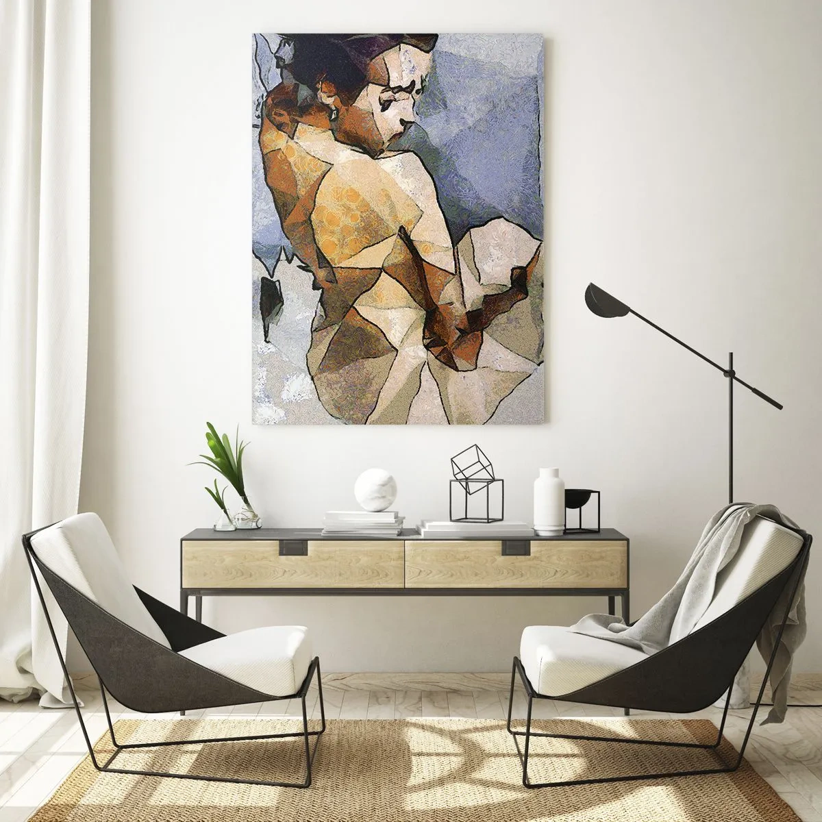 Tablou pe sticlă - Fata cubismică - 70x100 cm