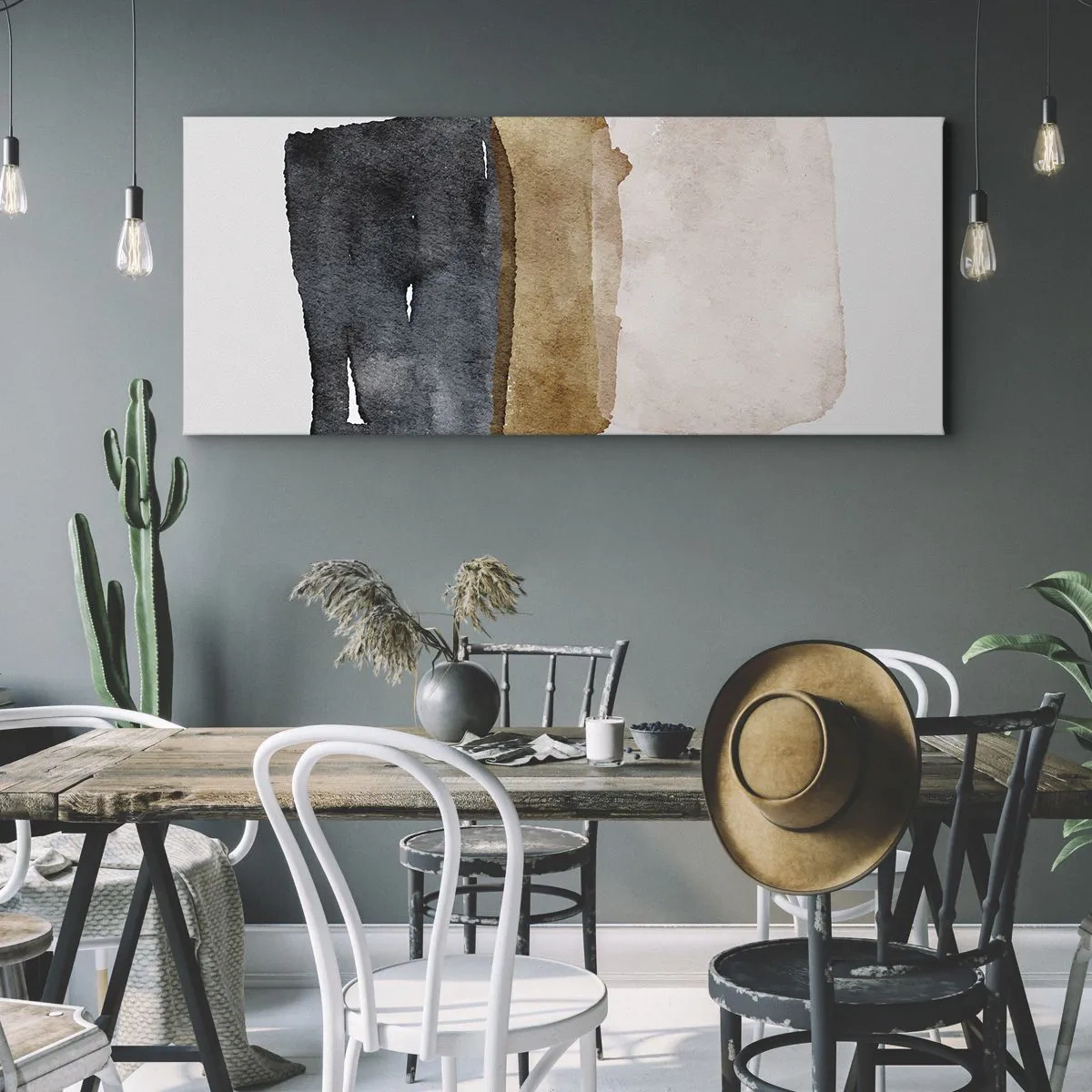 Tablou pe pânză - Compoziția culorilor pământului - 140x50 cm