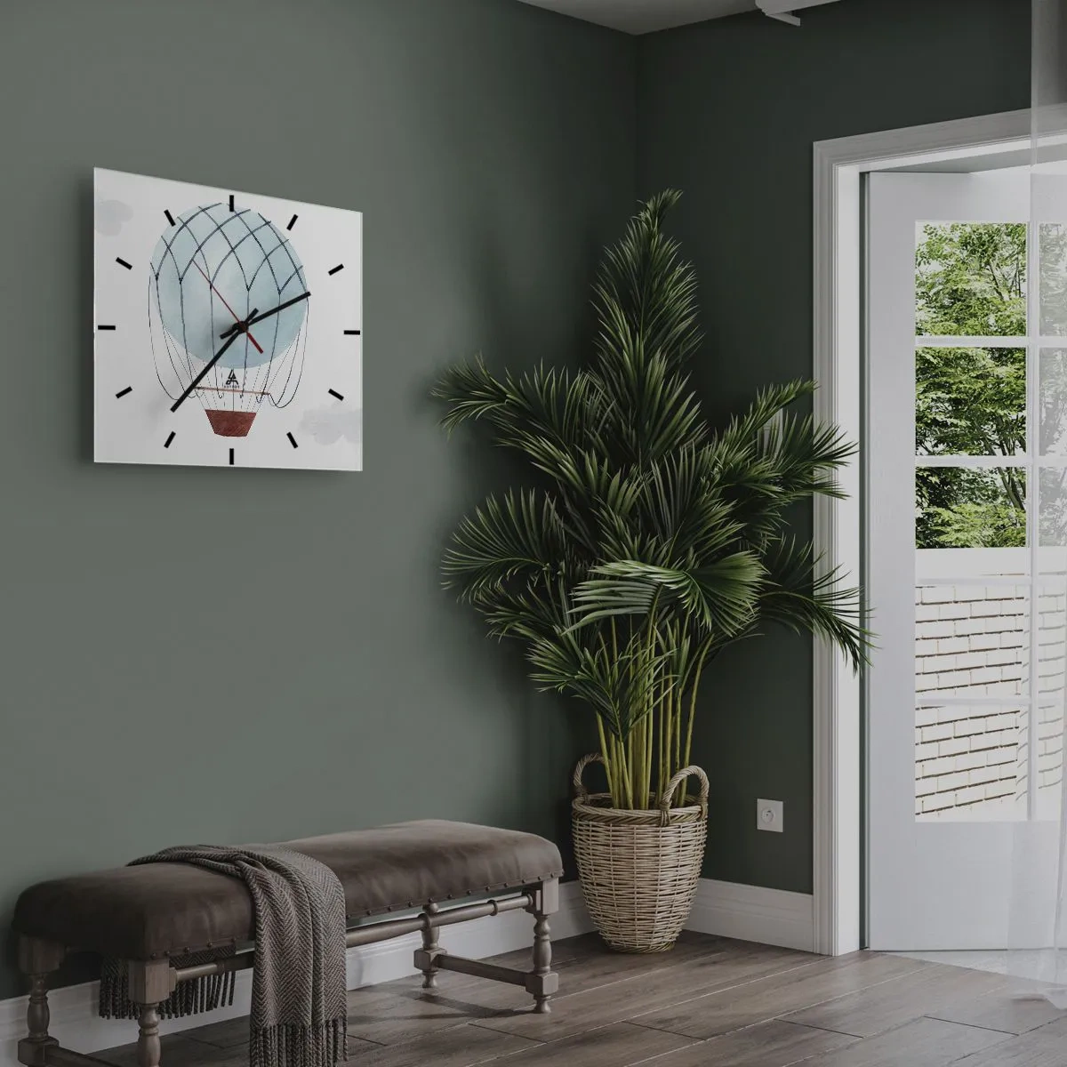 Ceas de perete - Ceas pe sticlă - Complet în nori - 30x30 cm