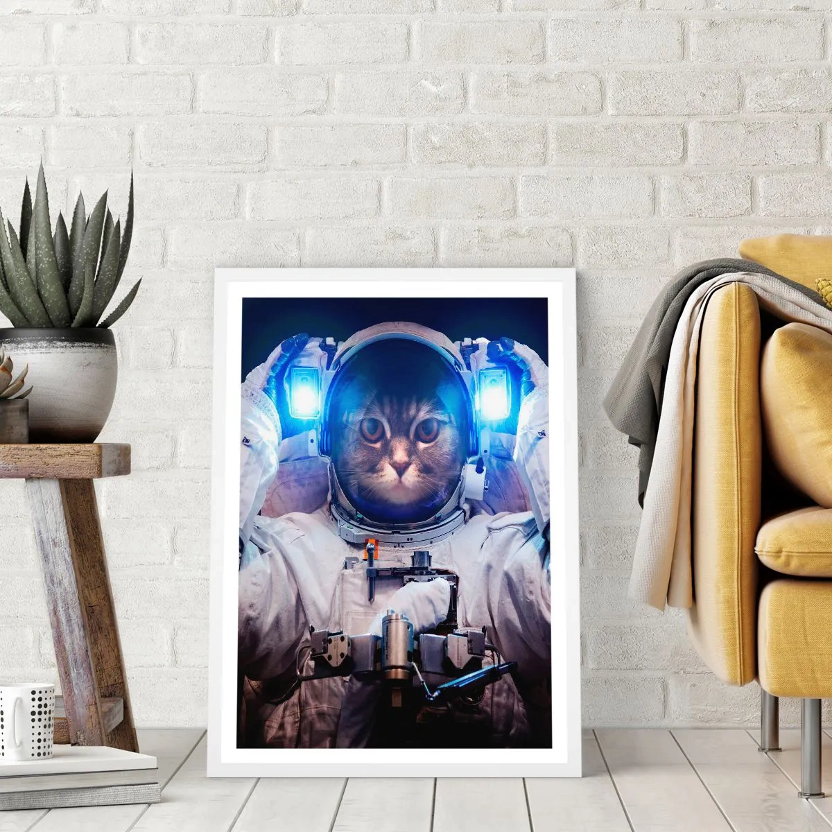 Poster în ramă albă - Houston, aveți o problemă - 70x100 cm