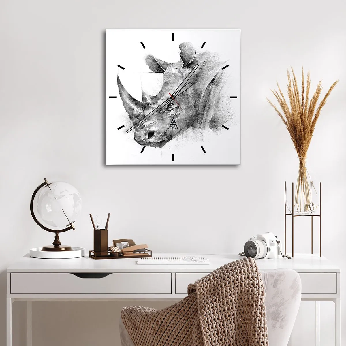 Ceas de perete - Ceas pe sticlă - Portret african - 30x30 cm