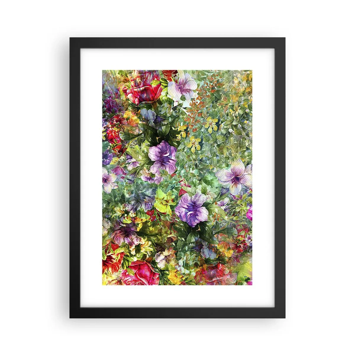 Poster în ramă neagră - Să ne pierdem în flori - 30x40 cm