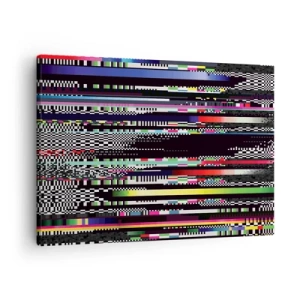 Tablou pe pânză Canvas - Linii și pixeli colorati într-un stil abstract - 70x50cm - Imaginea controlată a realității - Decorațiune modernă pentru perete pentru living și dormitor ARTTOR