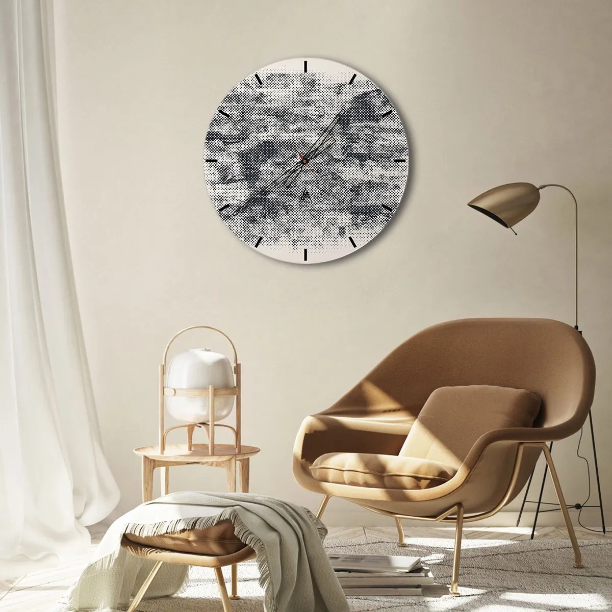 Ceas de perete - Ceas pe sticlă - Compoziție cețoasă - 40x40 cm