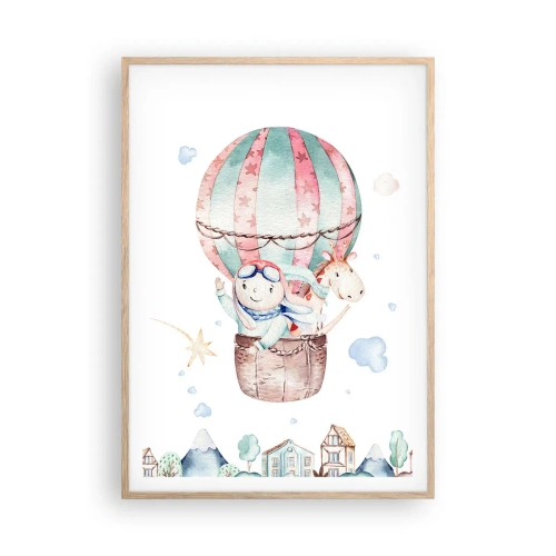 Poster în ramă de stejar deschis - Ne vom întoarce în curând! - 70x100 cm