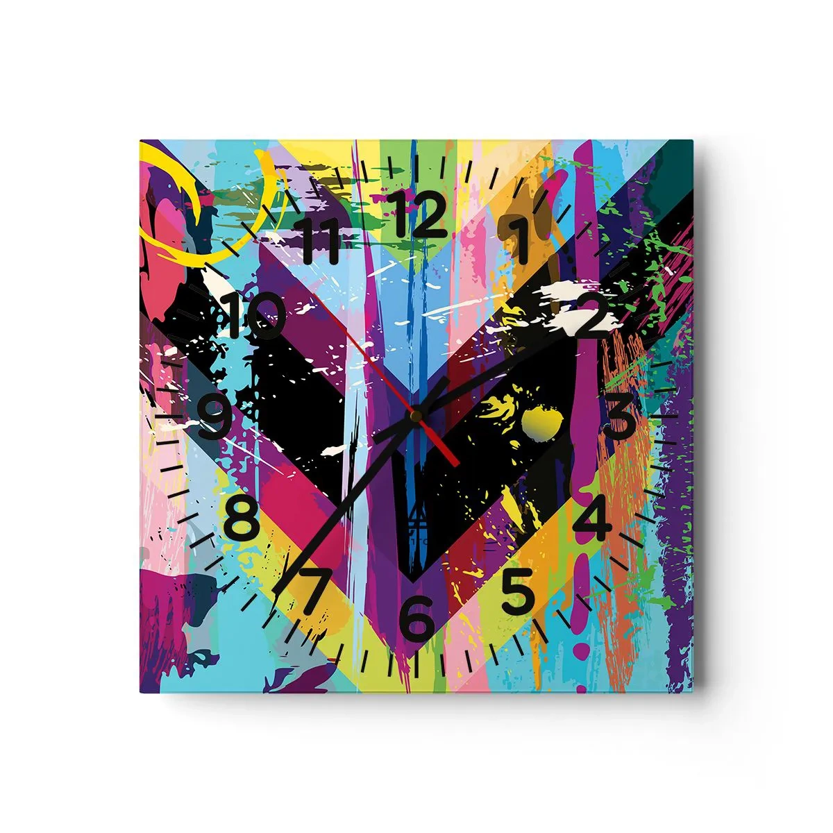 Ceas de perete - Ceas pe sticlă - De sus în jos - 30x30 cm