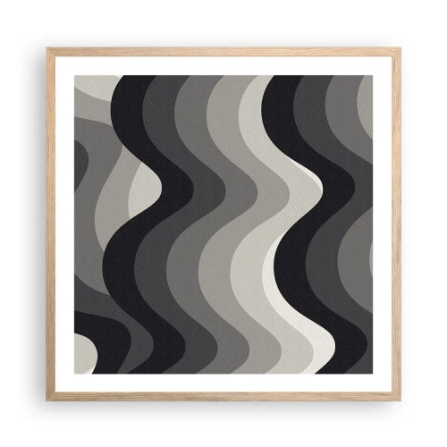 Poster în ramă de stejar deschis - Val după val - 60x60 cm