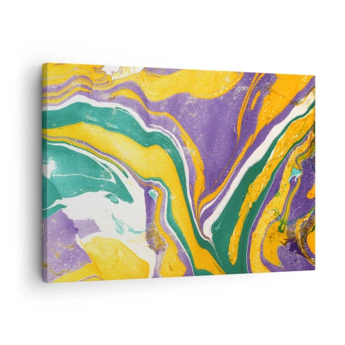 Tablou pe pânză Canvas - Model abstract de marmură în culori vii - 70x50cm - Valuri de culoare - Decorațiune modernă pentru perete pentru living și dormitor ARTTOR