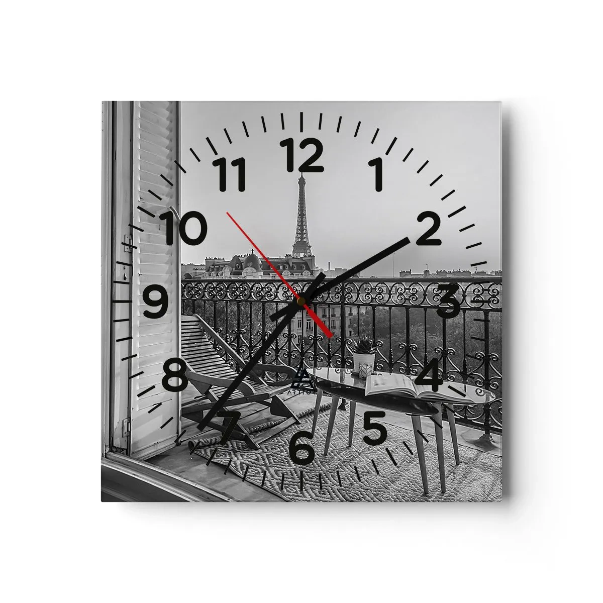 Ceas de perete - Ceas pe sticlă - După-amiază pariziană - 40x40 cm