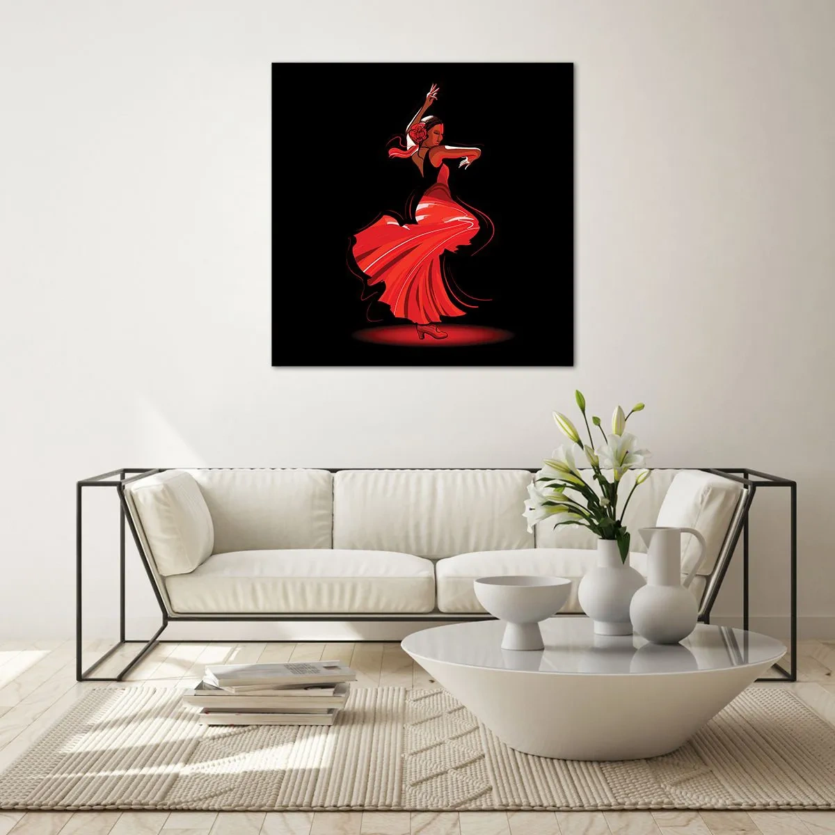 Tablou pe sticlă - Spiritul înflăcărat al flamenco-ului - 50x50 cm
