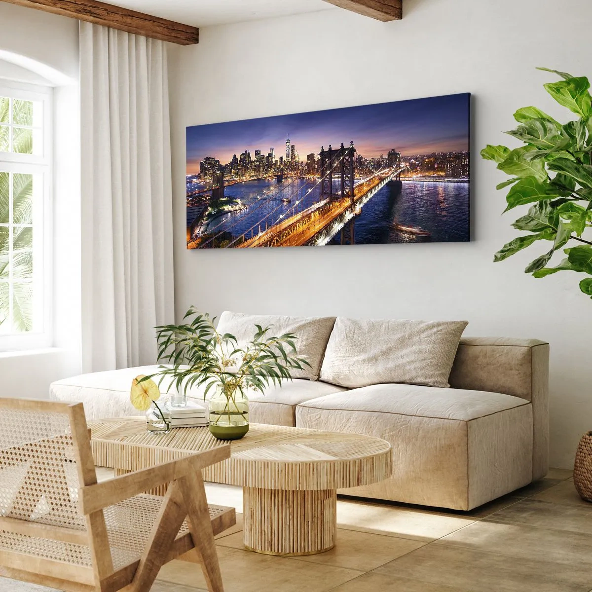 Tablou pe pânză - Pe un pod luminos către inima orașului - 100x40 cm