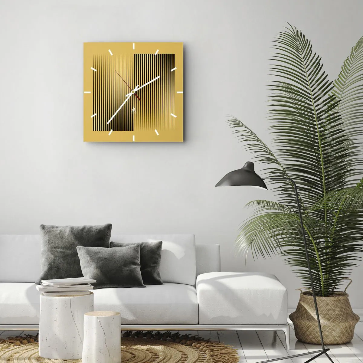 Ceas de perete - Ceas pe sticlă - Pătratul contrariilor - 40x40 cm