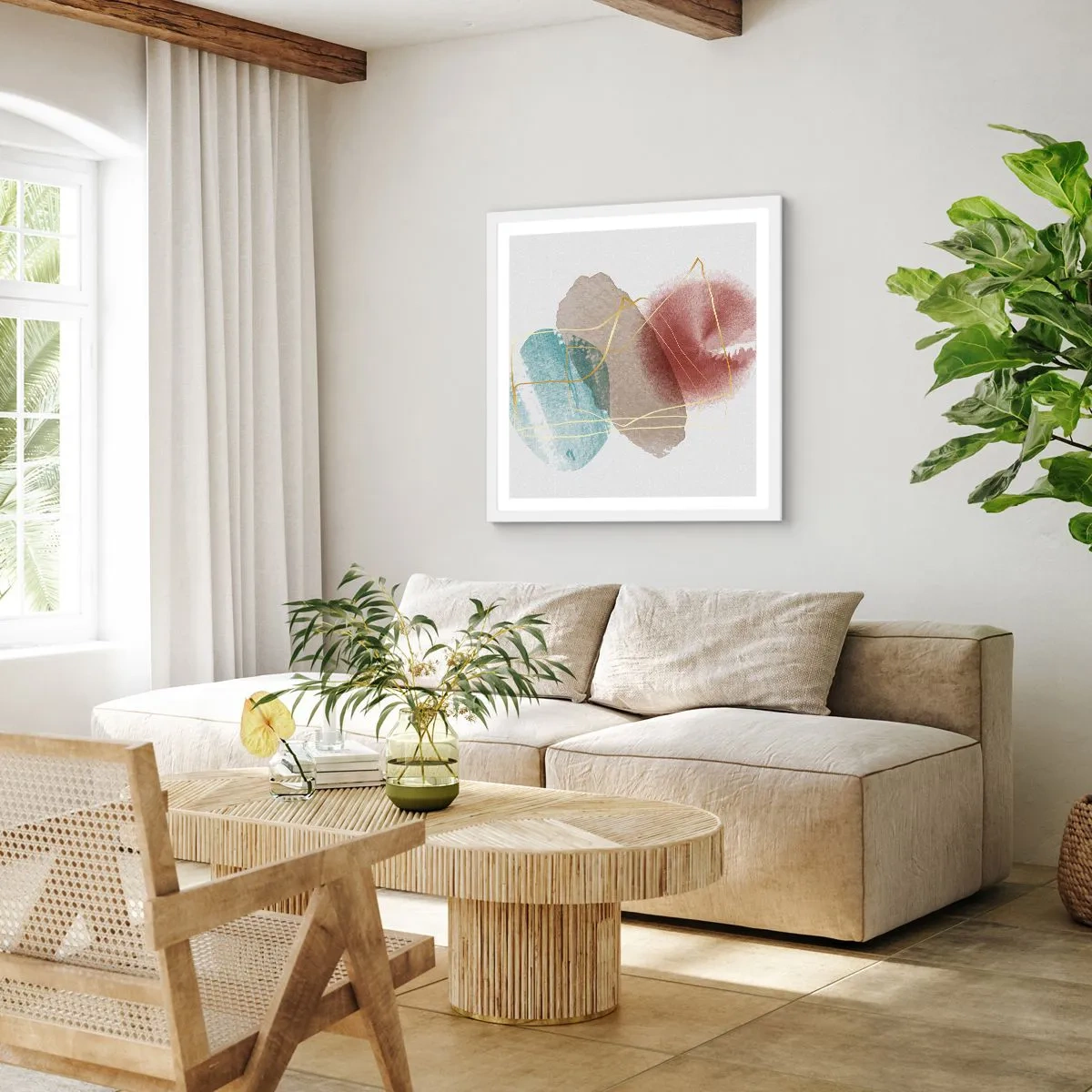 Poster în ramă albă - Mărgele de spațiu - 50x50 cm