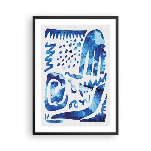 Poster în ramă neagră - Abstracție modernă în nuanțe de albastru - 50x70cm - Înapoi la rădăcini - Decorațiune modernă pentru perete pentru living și dormitor ARTTOR