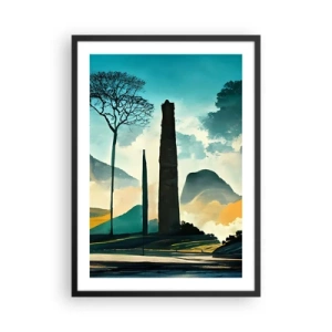 Poster în ramă neagră - Un peisaj misterios cu obeliscuri monumentale - 50x70cm - Din ce în ce mai sus - Decorațiune modernă pentru perete pentru living și dormitor ARTTOR