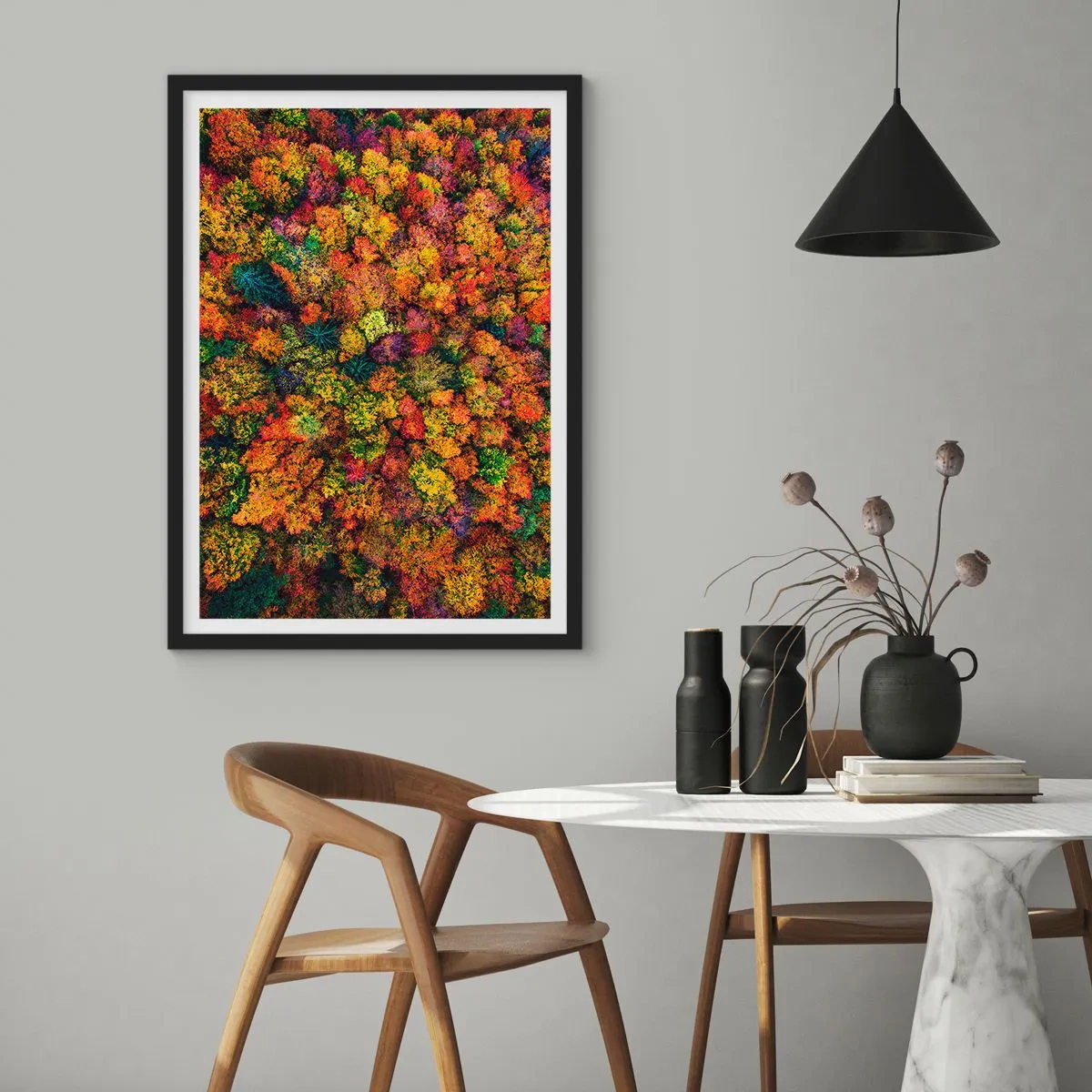Poster în ramă neagră - Buchet de copaci de toamnă - 61x91 cm
