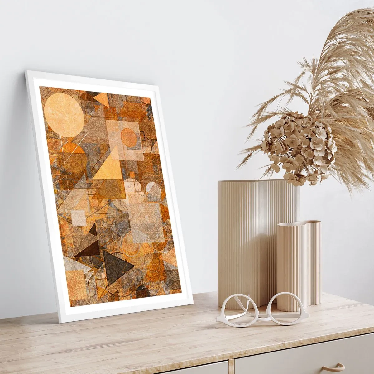 Poster în ramă albă - Studiu cubist de bronz - 30x40 cm