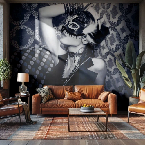 Tapet Premium Canvas - Decorațiuni, ornamente, modele... - Femeie, Mască venețiană, Model - 200x140 cm