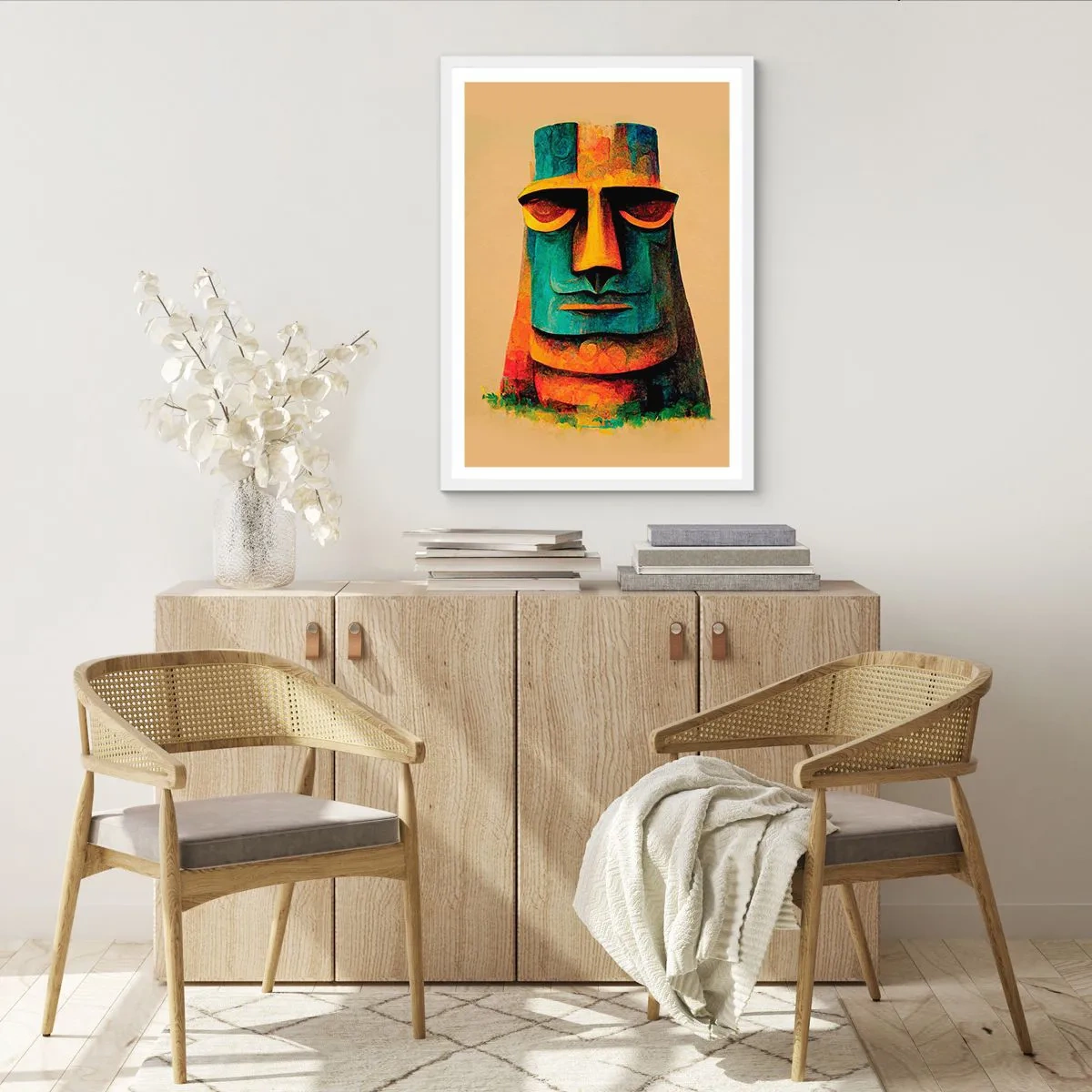 Poster în ramă albă - Statuie, dar simpatică - 61x91 cm