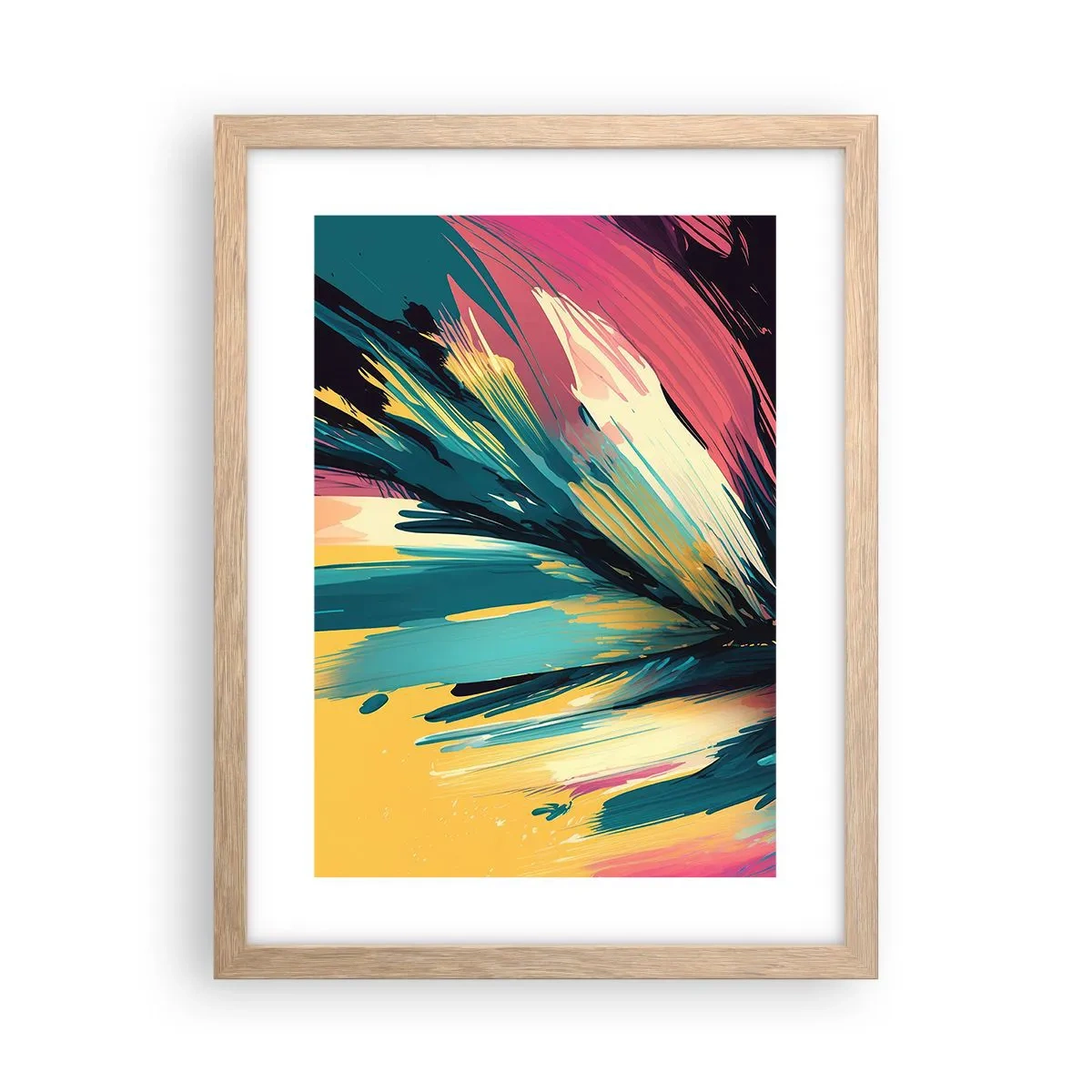 Poster în ramă de stejar deschis - Compoziția - o explozie de bucurie - 30x40 cm