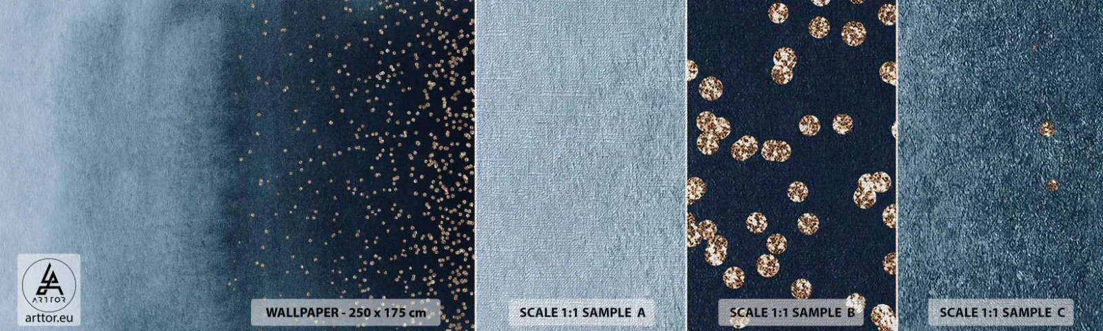 Mostră tapet Premium Canvas - Compoziție - faze albastre - Abstracția, Bucată, Proiecta - 100x30 cm