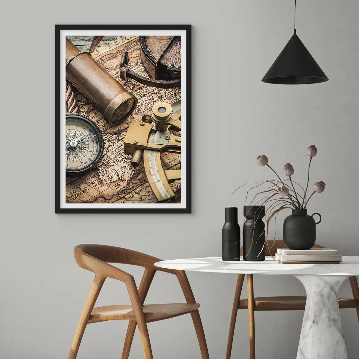 Poster în ramă neagră - Stabilește cursul - 40x50 cm