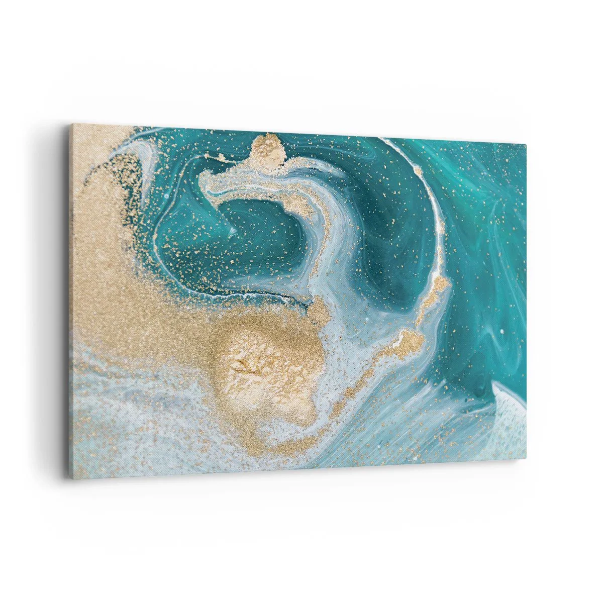 Tablou pe pânză - Vârtej de aur și turcoaz - 100x70 cm