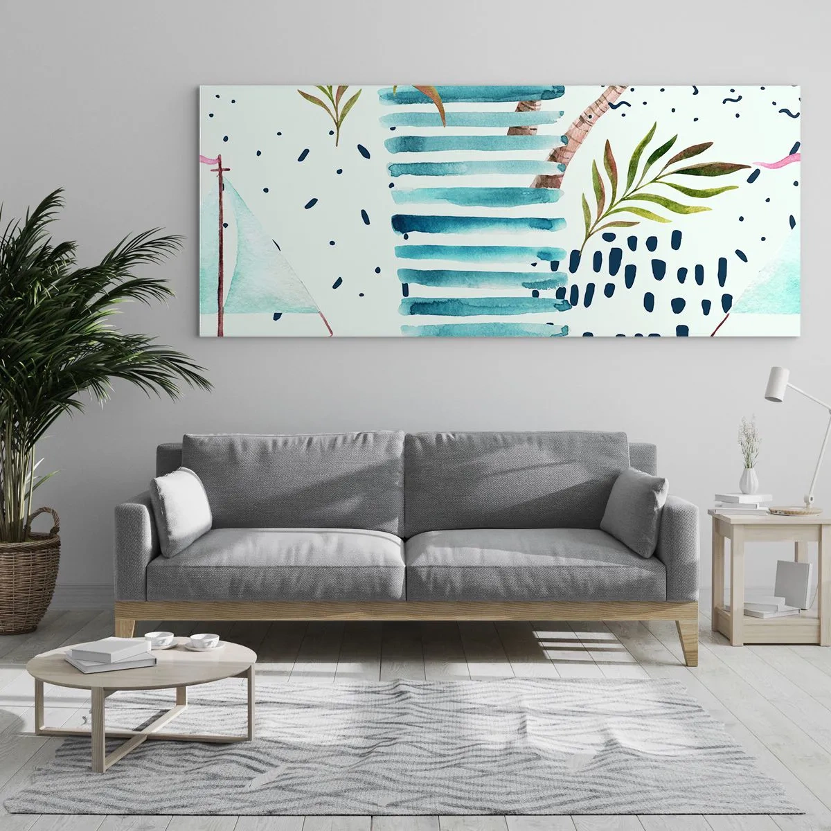 Tablou pe sticlă - Vacanță sub palmieri - 90x30 cm
