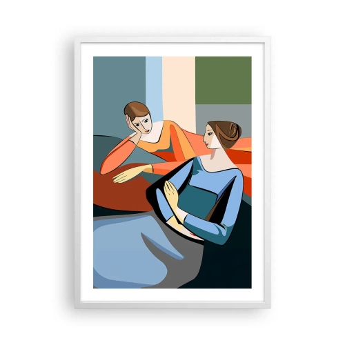 Poster în ramă albă - Un moment de confidențe - 50x70 cm