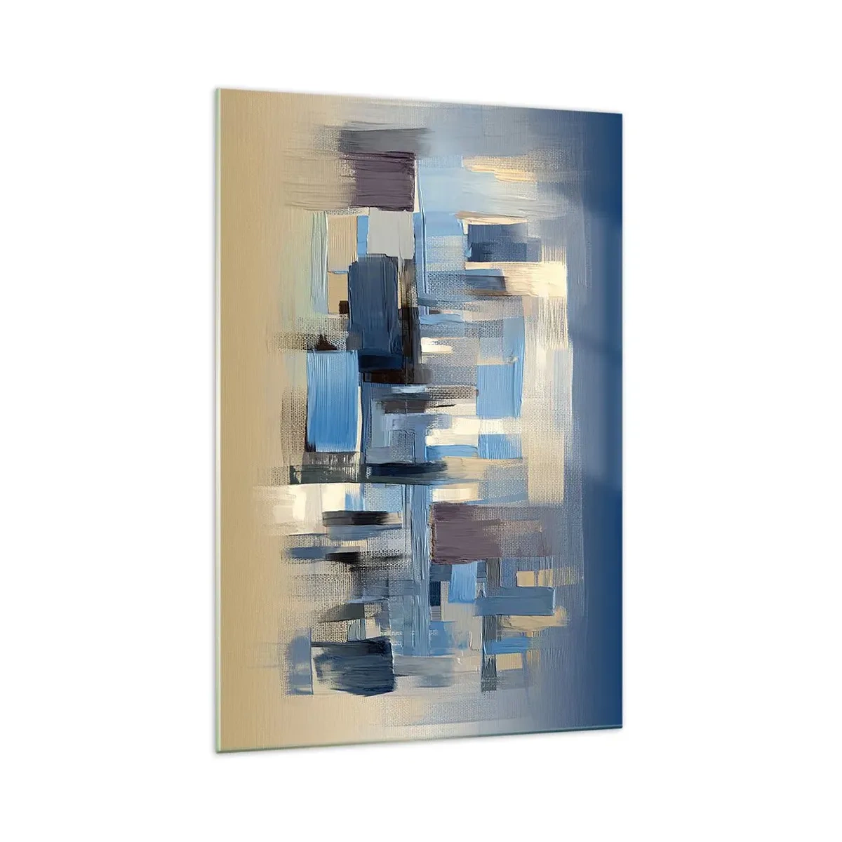 Tablou pe sticlă - Construcție albastră - 70x100 cm