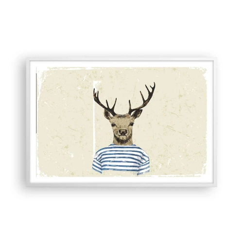 Poster în ramă albă - Pentru că îmi plac cămășile cu dungi! - 91x61 cm