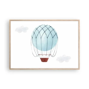 Poster în ramă de stejar deschis - Complet în nori - 100x70 cm