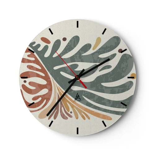 Ceas de perete - Ceas pe sticlă - Frunză multicoloră - 40x40 cm