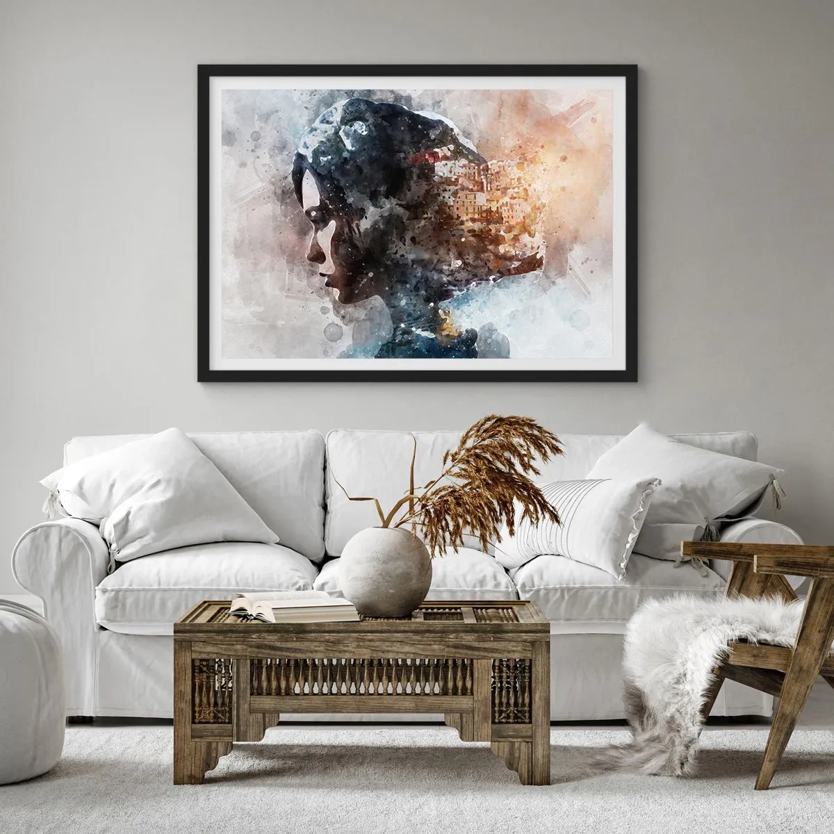 Poster în ramă neagră - Povestea unei fete cu un oraș în fundal - 70x50 cm