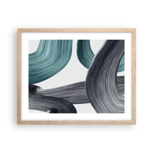 Poster în ramă de stejar deschis - Trasee de smarald și negru - 50x40 cm