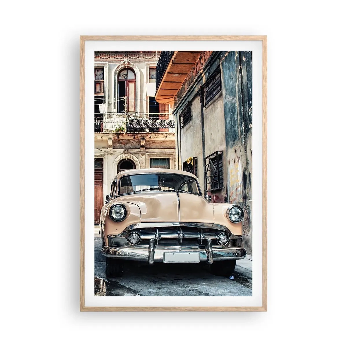 Poster în ramă de stejar deschis - O siestă în Havana - 61x91 cm