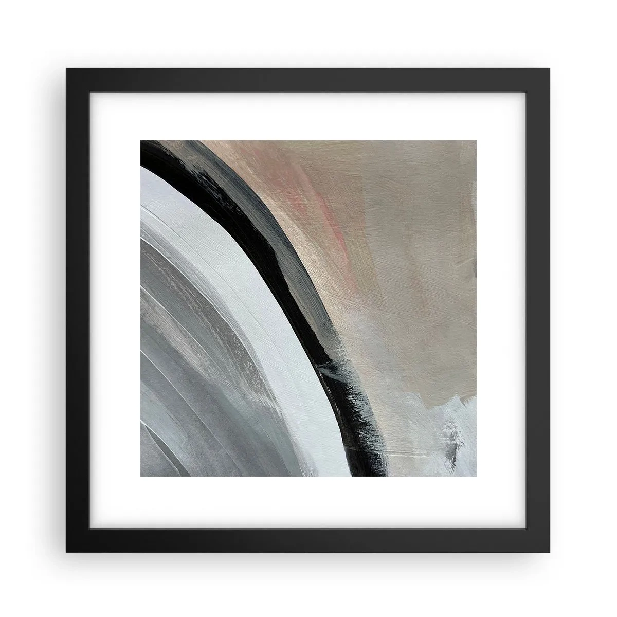 Poster în ramă neagră - Compoziție: arc de negru și gri - 30x30 cm